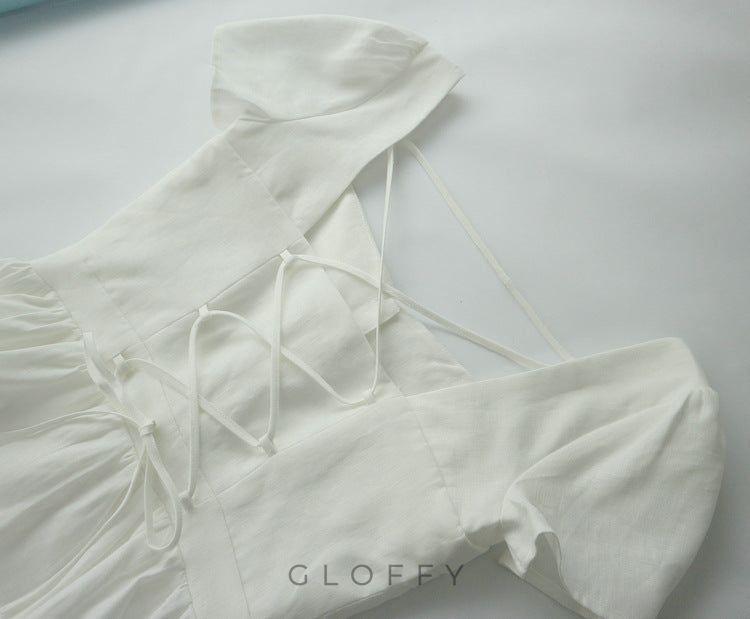 Marcelle Bağcıklı Sırt Detaylı Düğmeli Midi Elbise