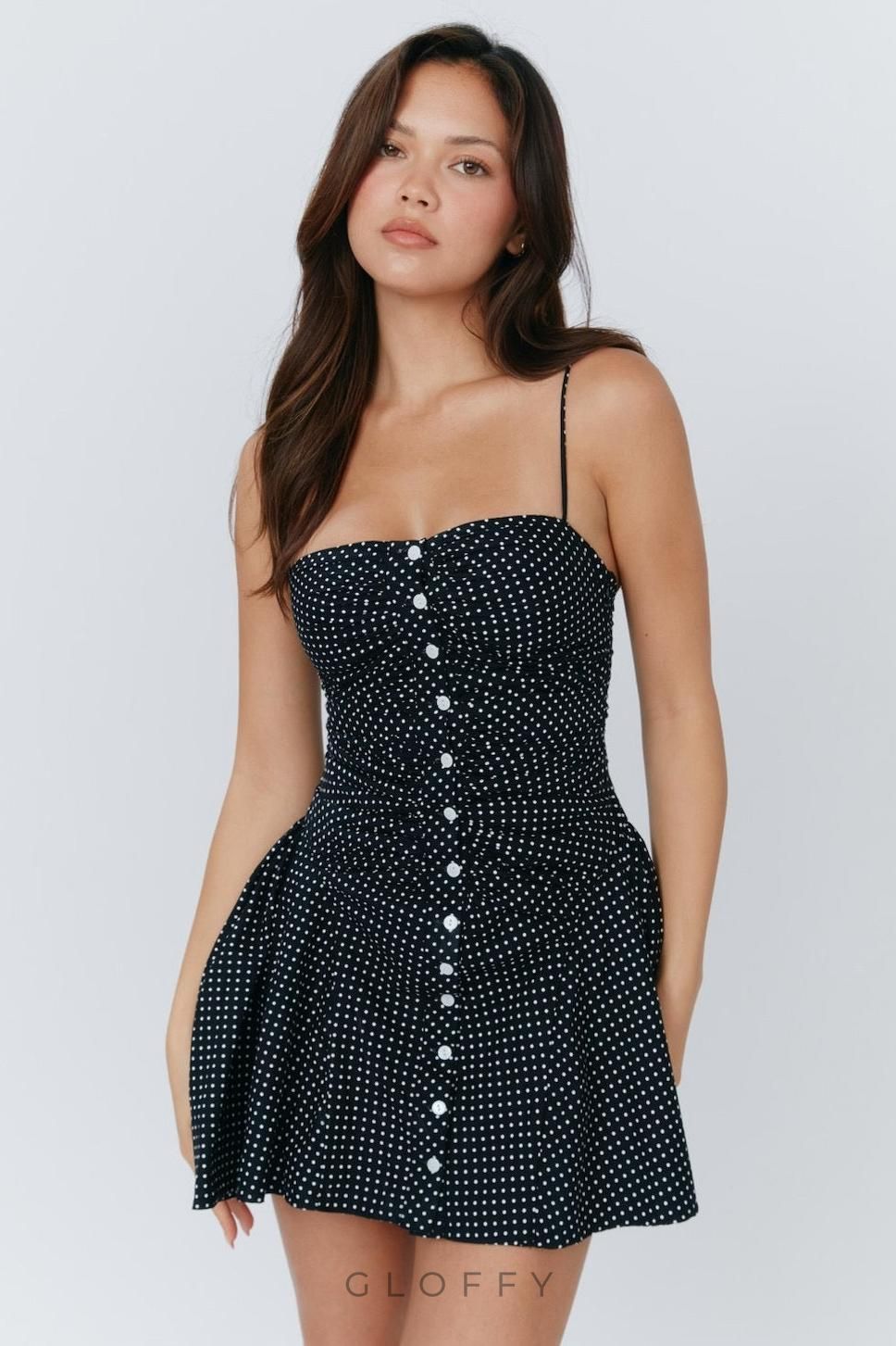 Tess Polka Dots Askılı Mini Elbise