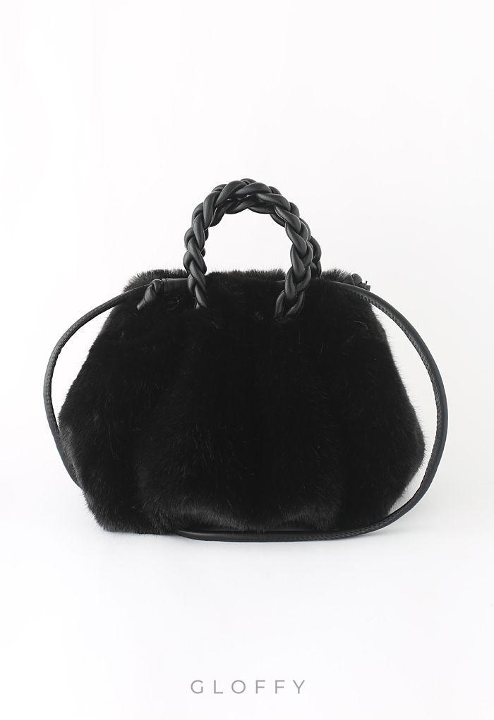 Amara Örgü Tasarımlı Kürk Crossbody Çanta