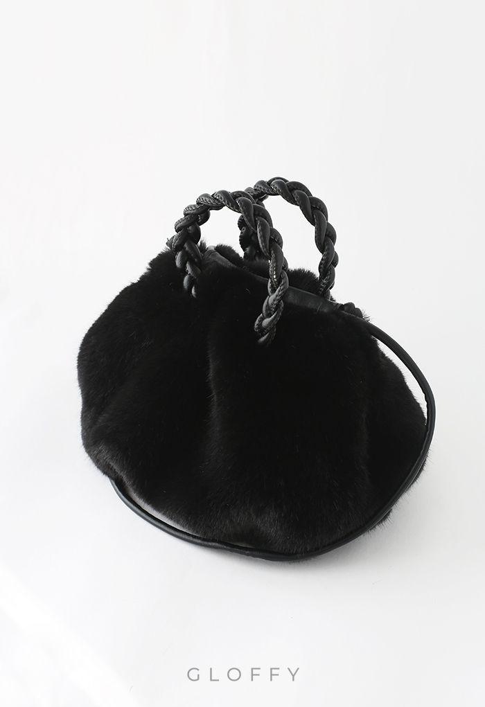 Amara Örgü Tasarımlı Kürk Crossbody Çanta
