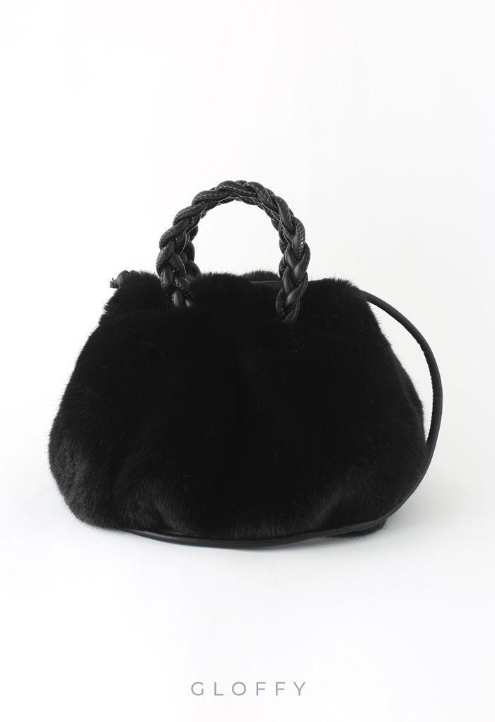 Amara Örgü Tasarımlı Kürk Crossbody Çanta