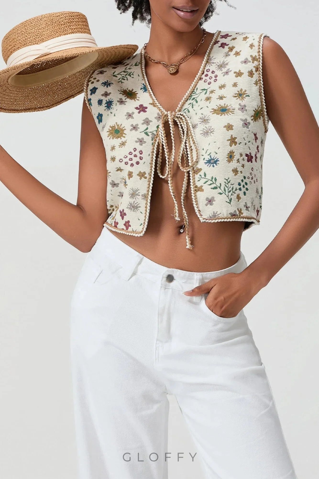 Flora Vintage İşlemeli Yelek