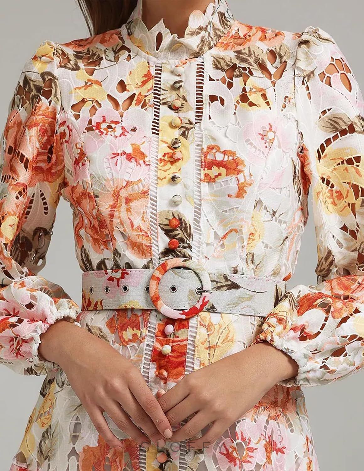 Clarisse Dantel Çiçek Desenli Mini Elbise