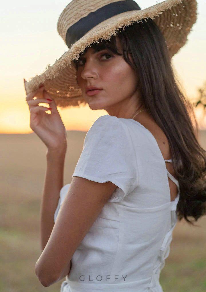 Marcelle Bağcıklı Sırt Detaylı Düğmeli Midi Elbise