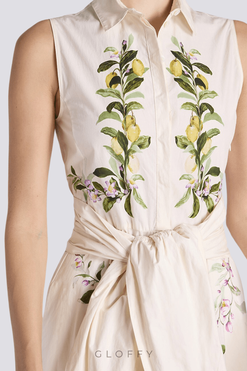 Adelle Çiçekli Fiyonklu Kolsuz Maxi Elbise