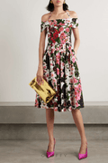 Alianora Off-Shoulder Midi Elbise