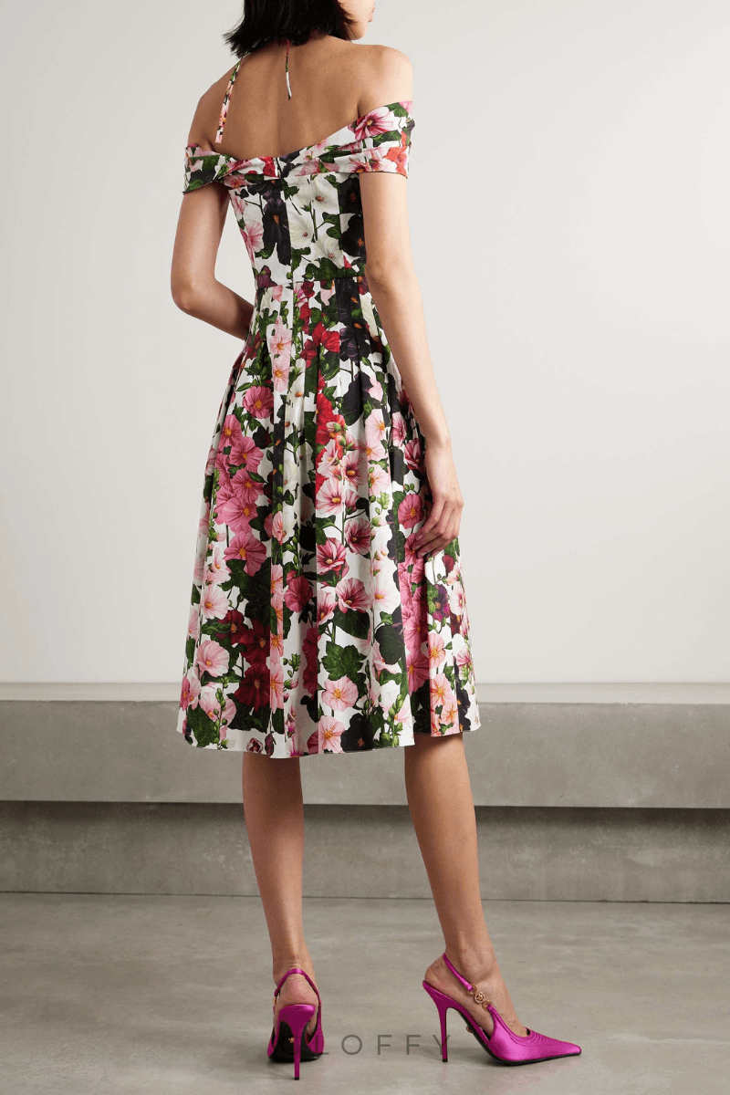 Alianora Off-Shoulder Midi Elbise