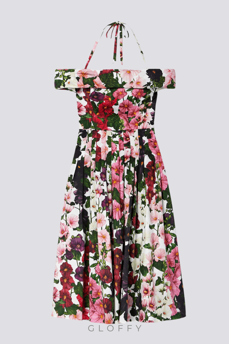 Alianora Off-Shoulder Midi Elbise