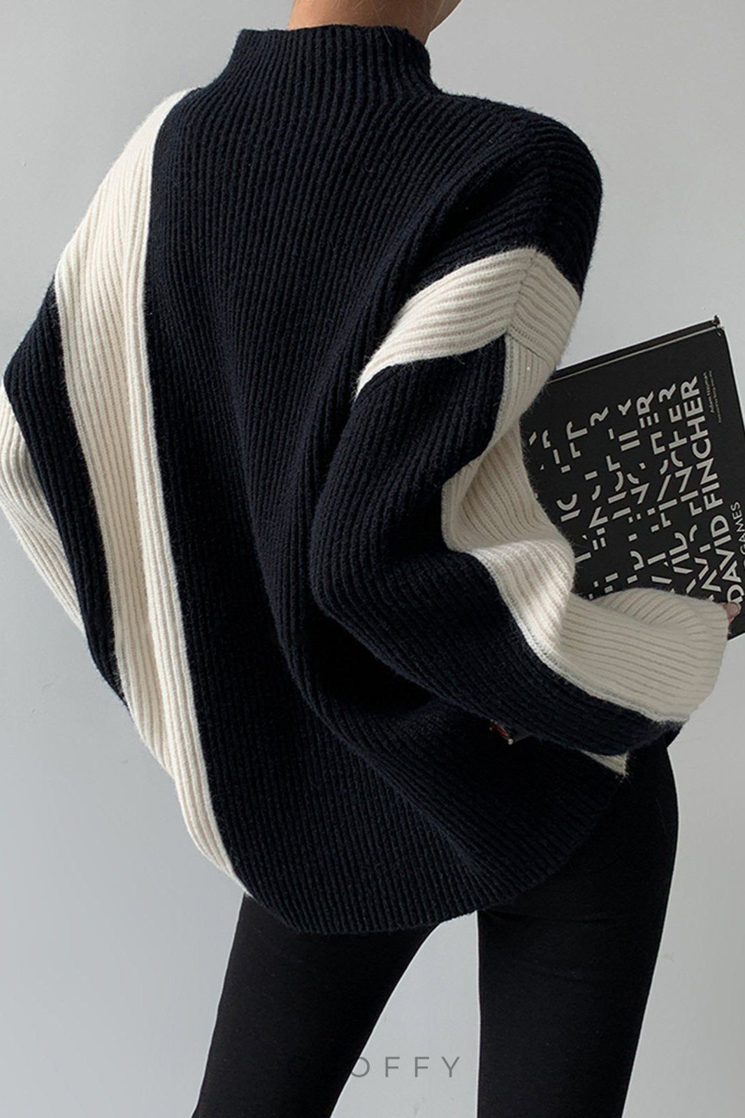 Amara Monokrom Kontrast Bluz ve Etek Takımı