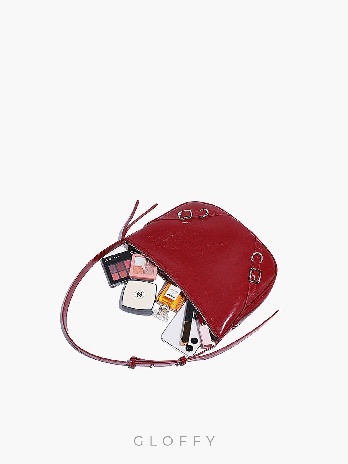 Dokulu Fermuarlı Omuz Çantası