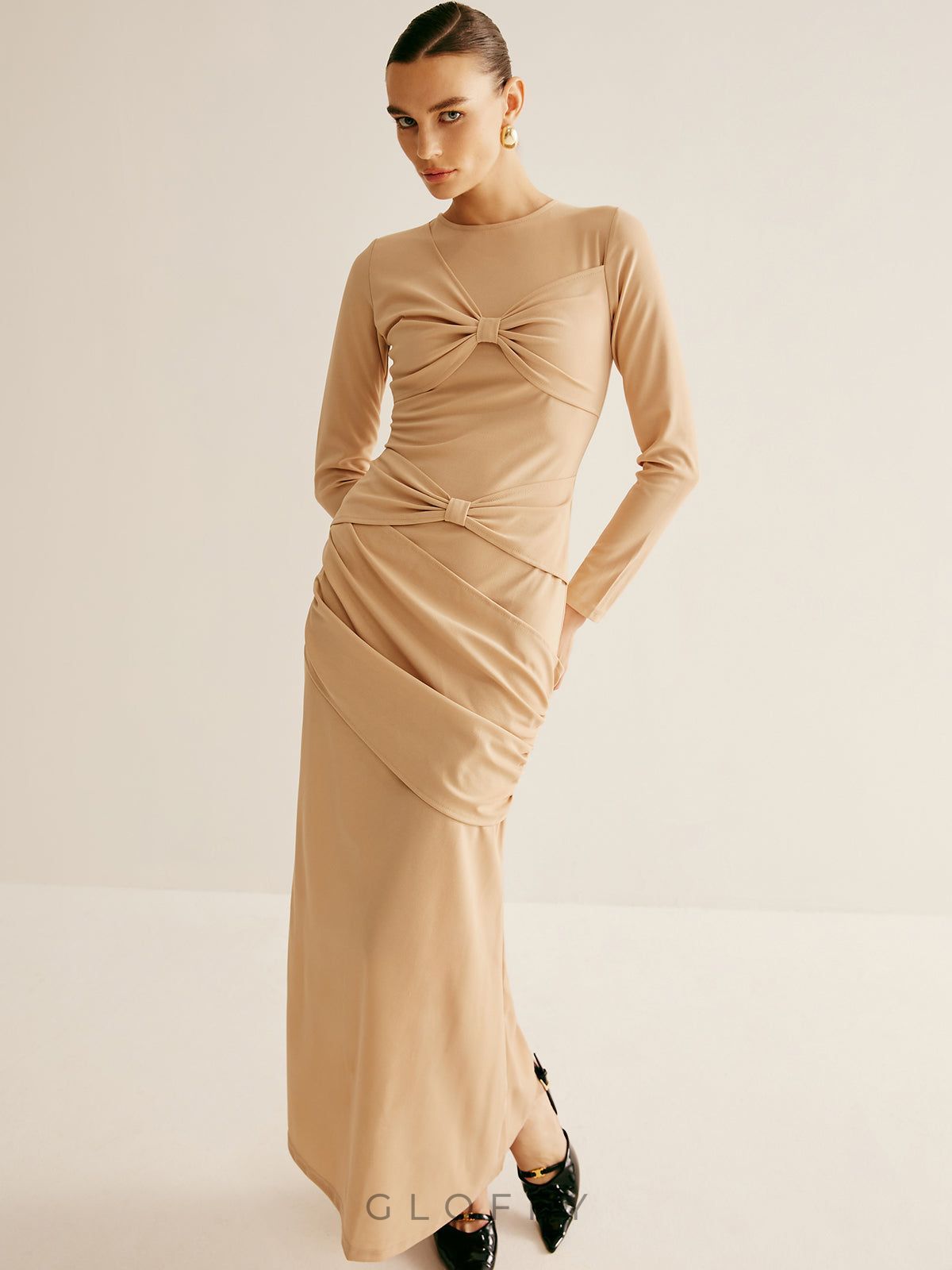 Solenn Drapeli Tokalı Maxi Elbise