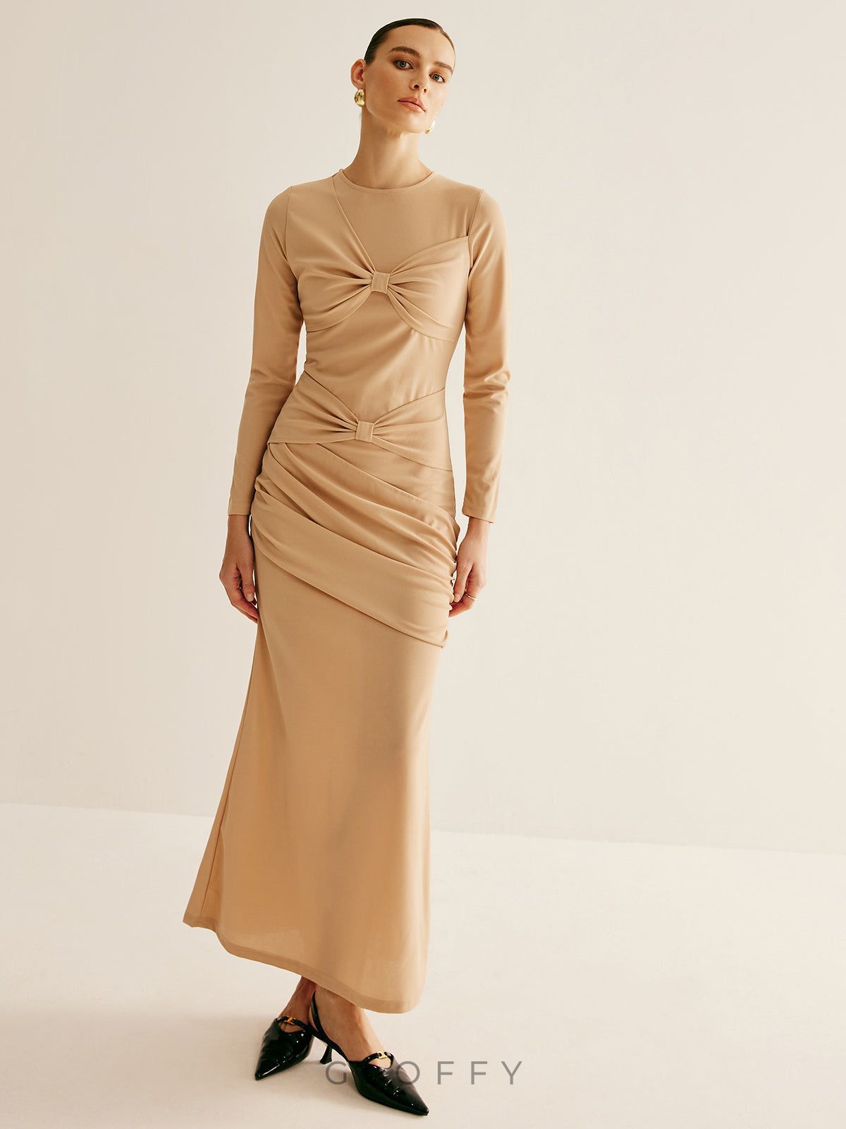 Solenn Drapeli Tokalı Maxi Elbise