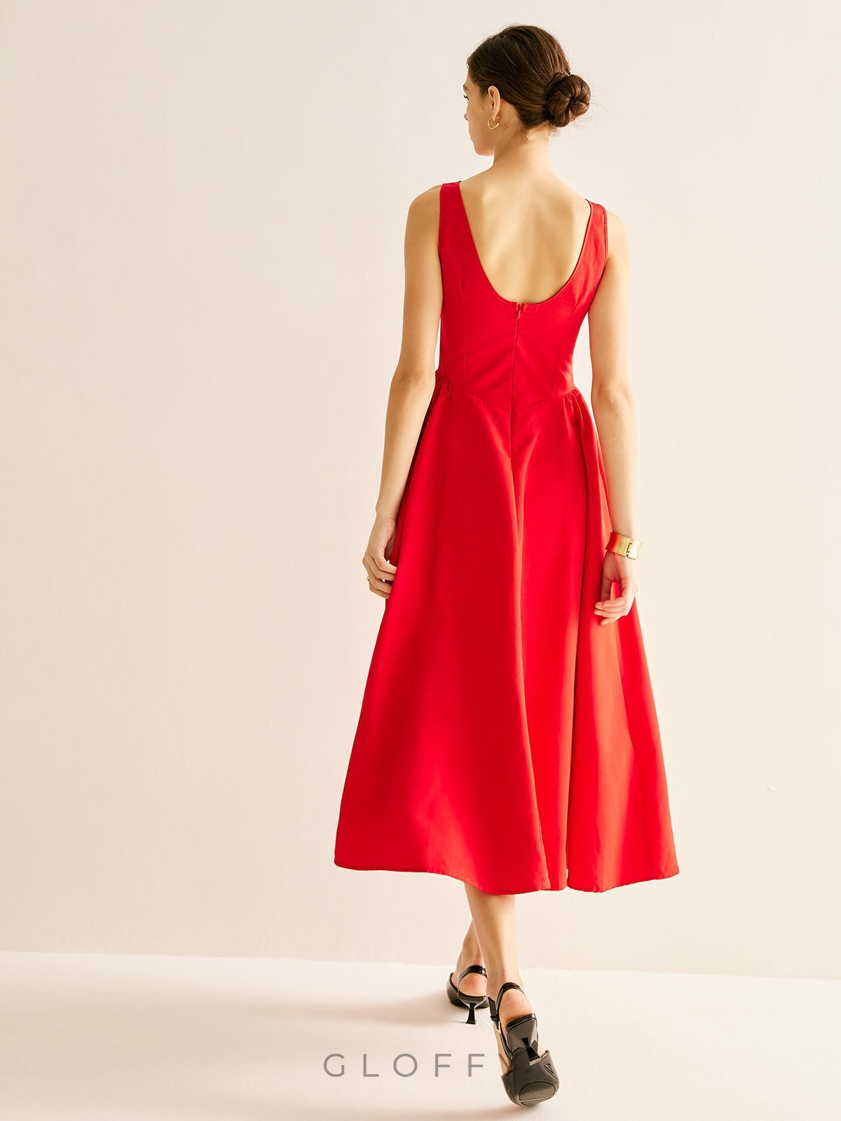 Elowen Zarif Drapeli Midi Elbise