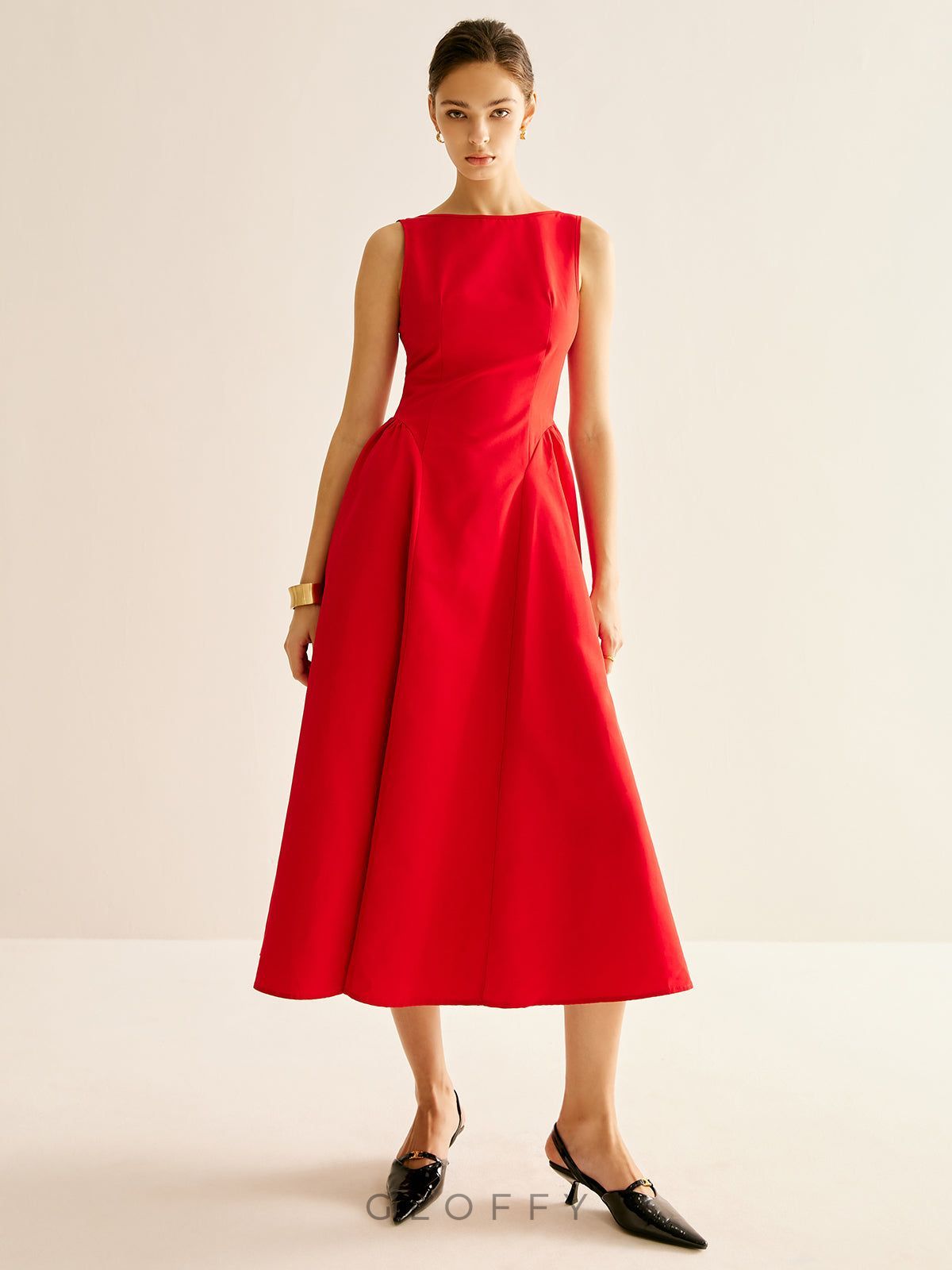 Elowen Zarif Drapeli Midi Elbise