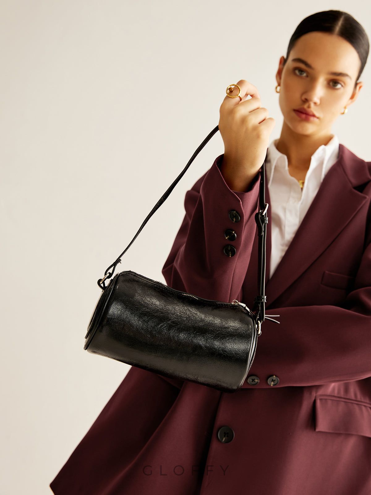 Silindir Fermuarlı Bowling Omuz Çantası