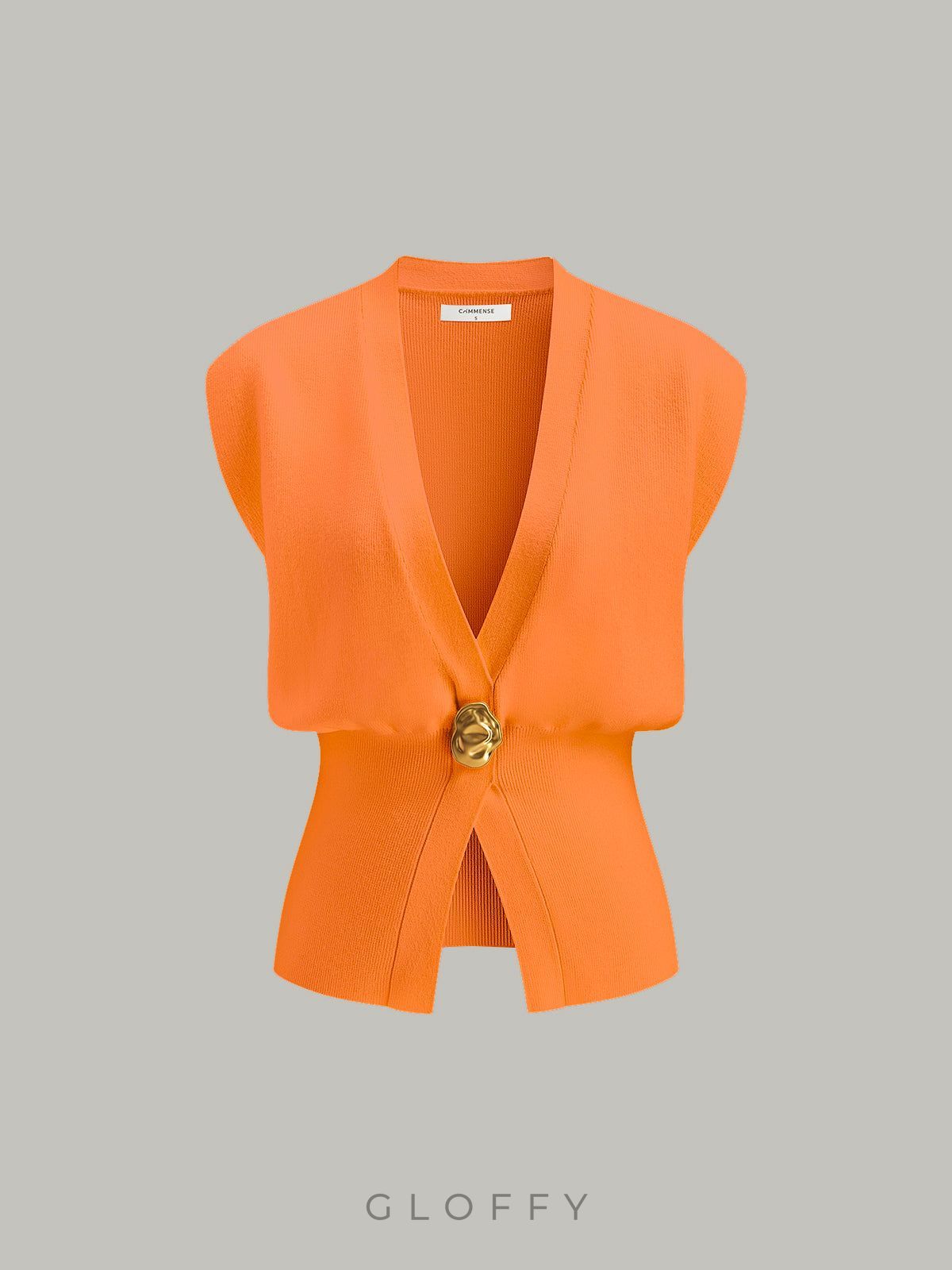 V Yaka Tek Düğmeli Basic Triko Yelek – Siyah