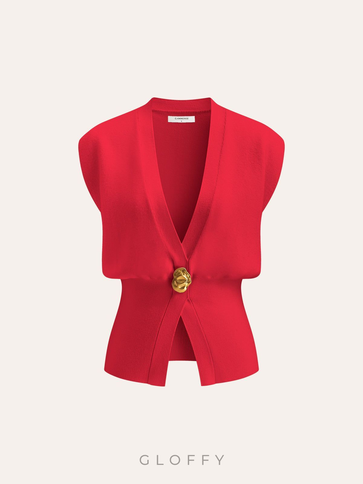 V Yaka Tek Düğmeli Basic Triko Yelek – Siyah