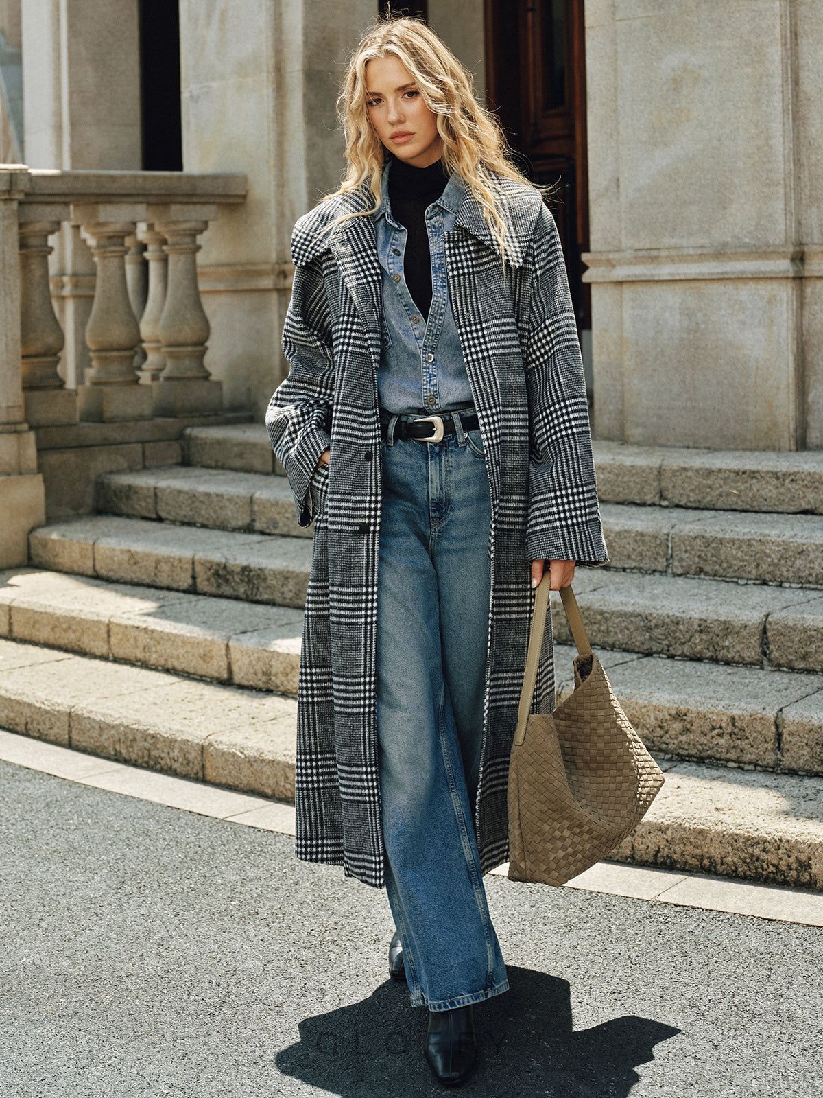 Kemerli ekose tüvit uzun cepken