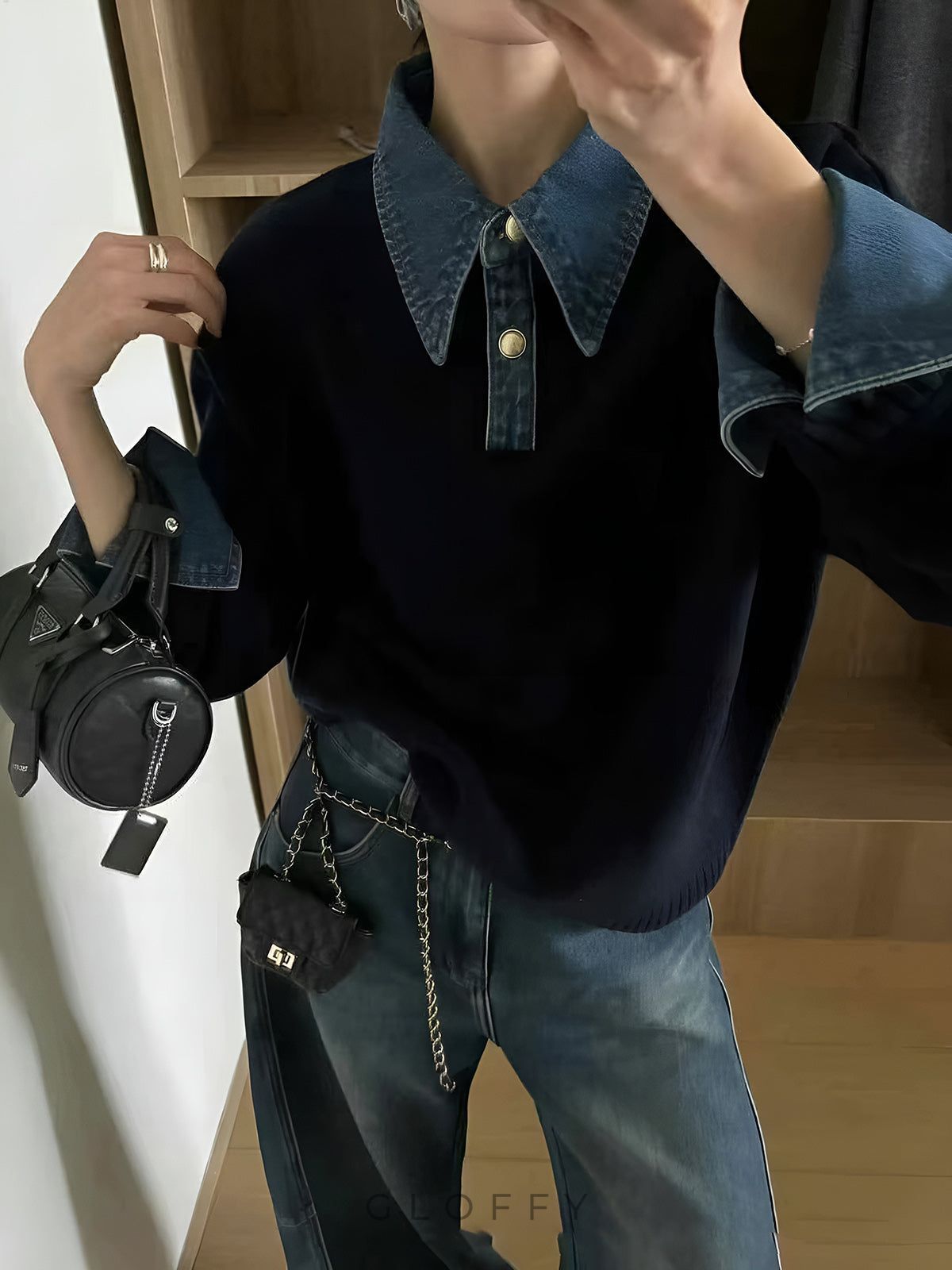 Mizline Denim Yaka Detaylı Kazak