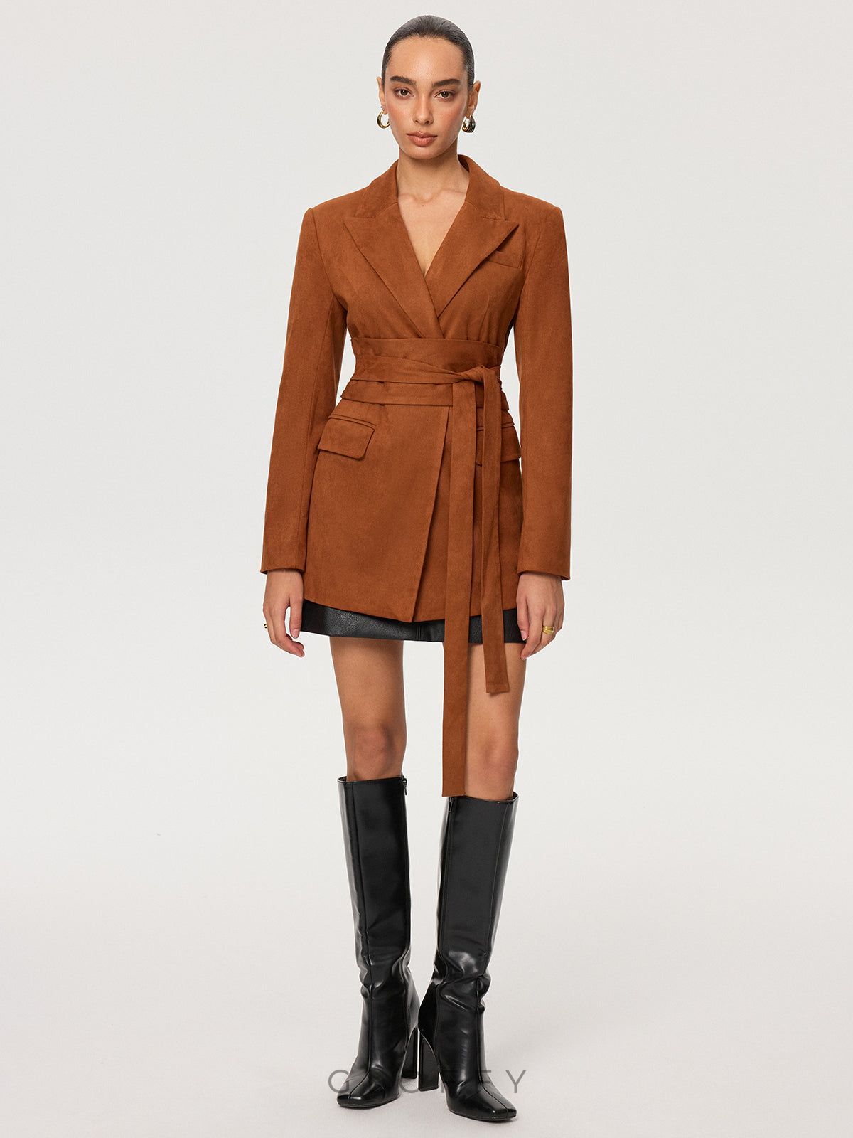 Süet Kuşaklı Ceket