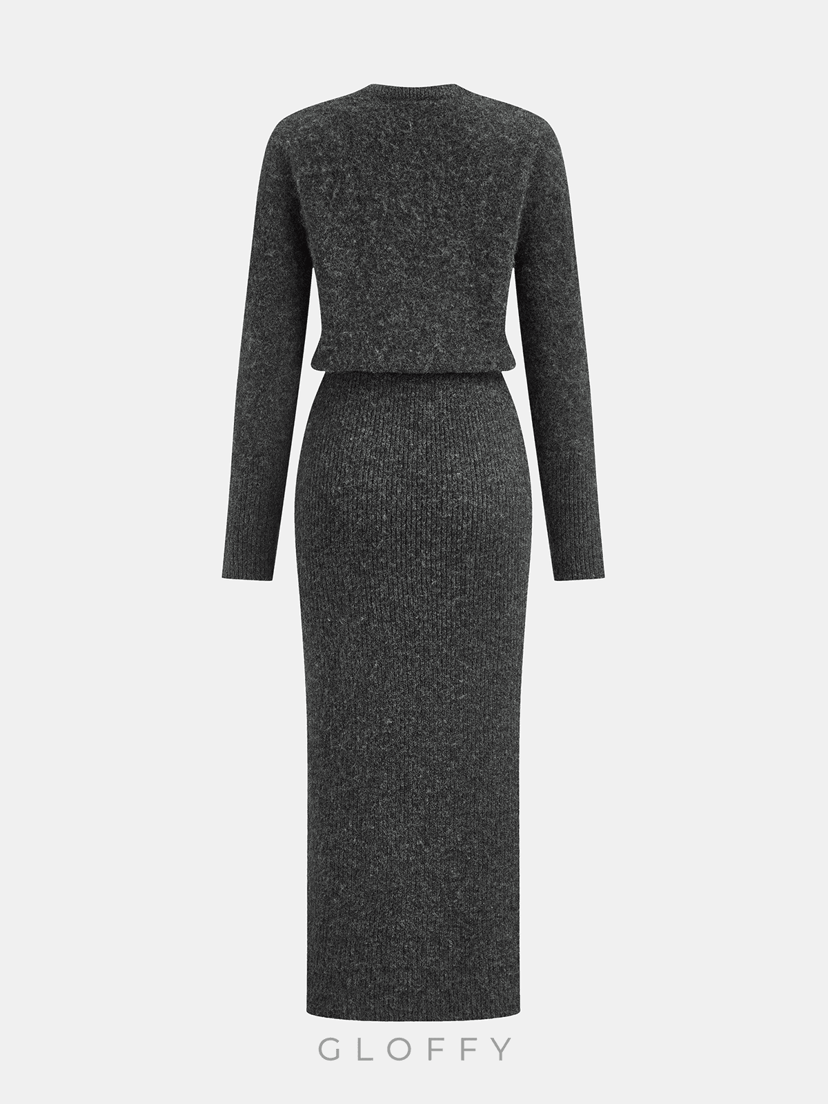 Yün Karışımlı Kıvırcık Midi Elbise