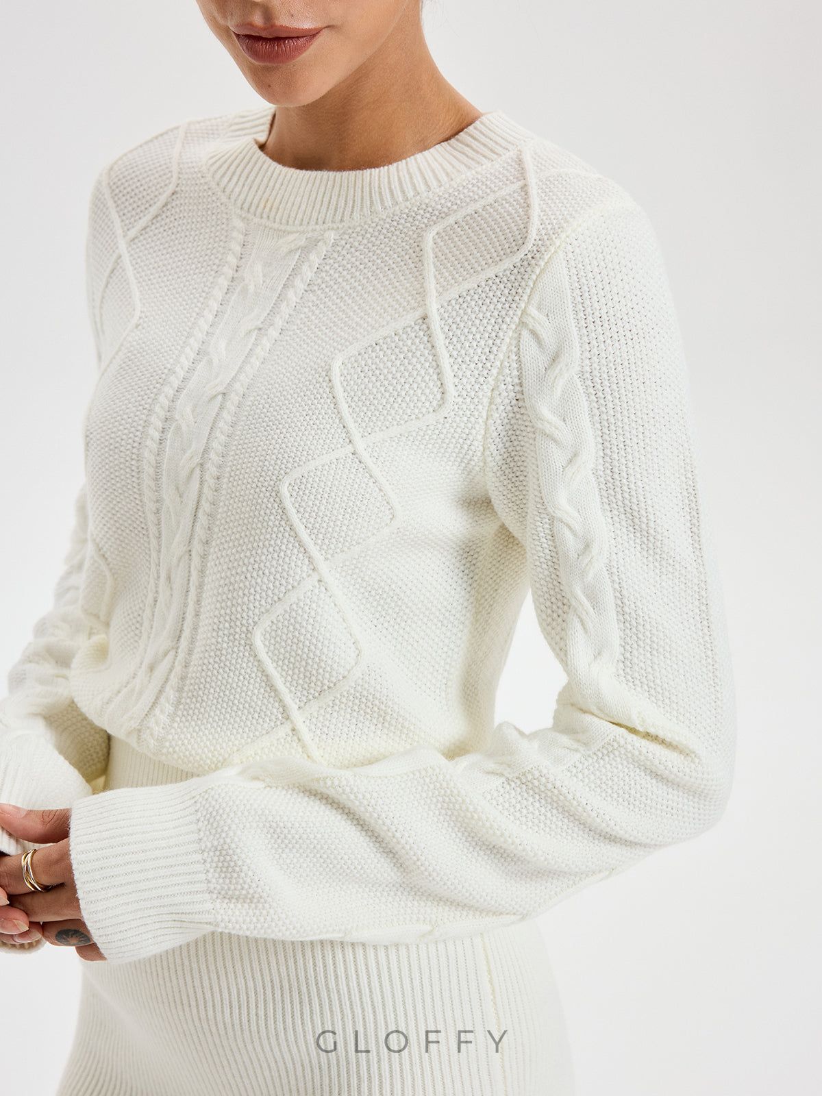 Kablo Örgü Bisiklet Yaka Elbise Kazak