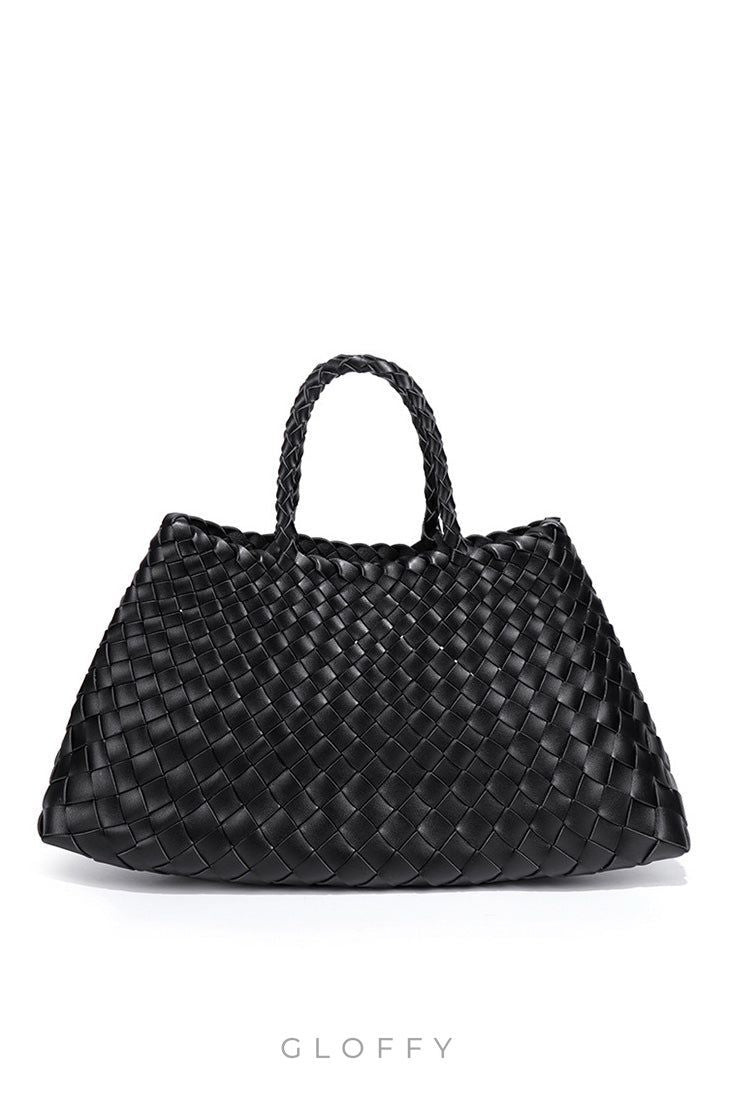 Aveline Örgü Detaylı Büyük Hakiki Deri Çanta