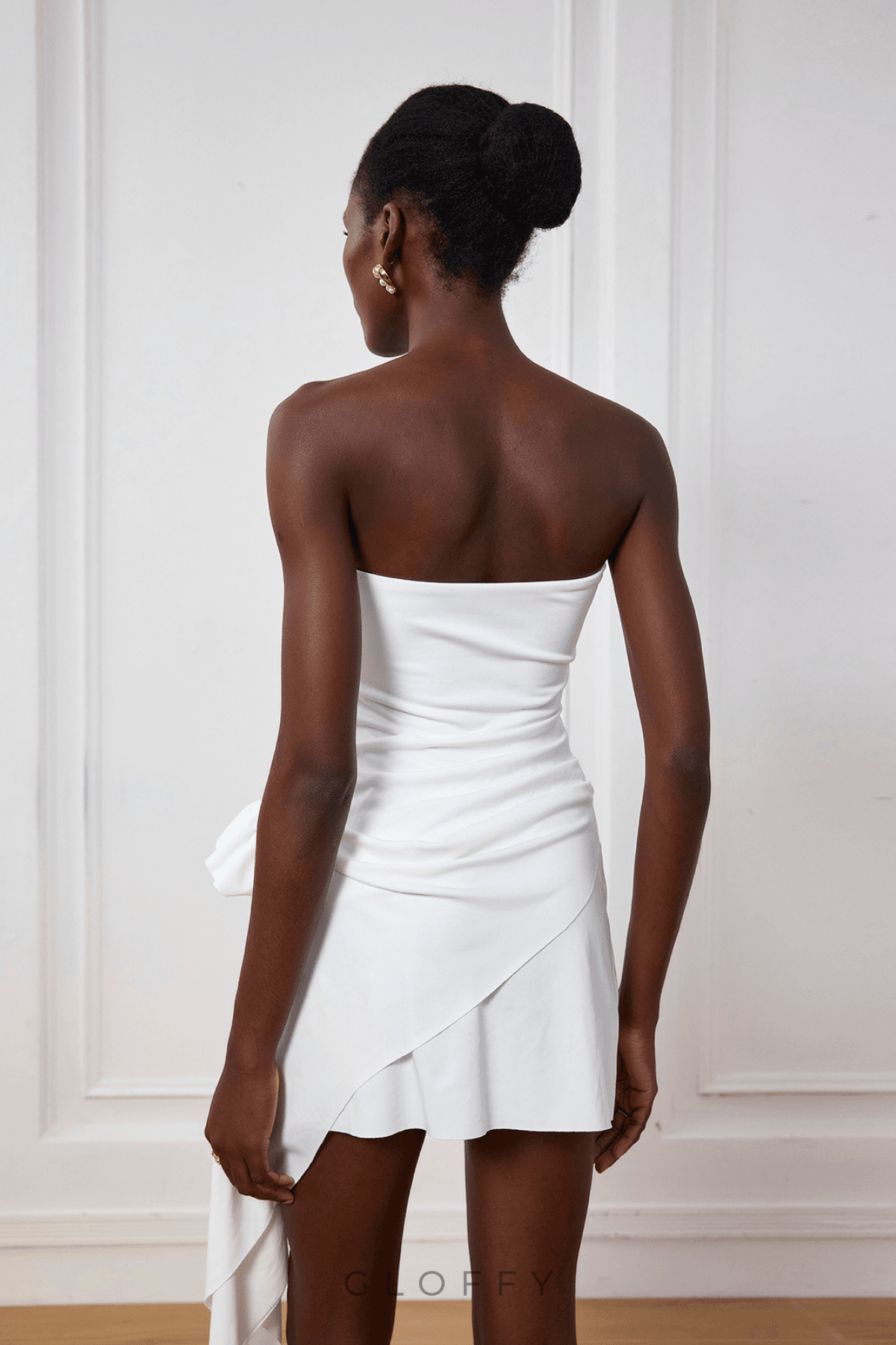 Emmeline Bodycon Off-Shoulder Çiçek Desenli Mini Elbise