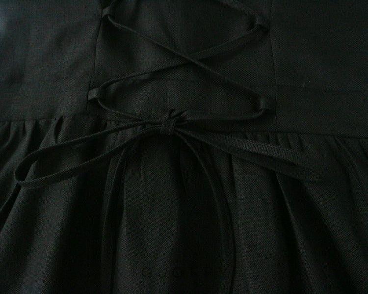 Marcelle Bağcıklı Sırt Detaylı Düğmeli Midi Elbise