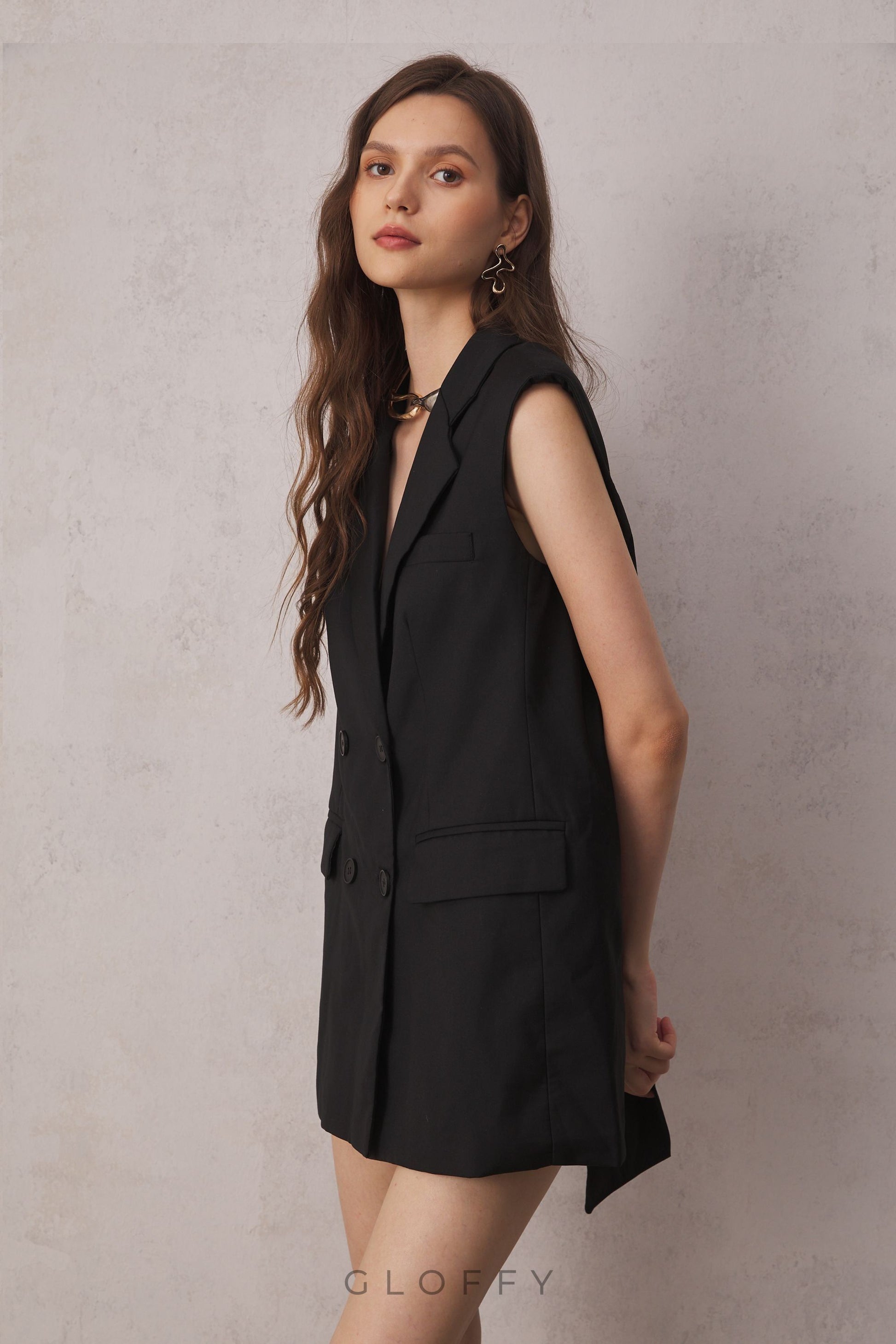 Madisyn Sırt Dekolteli Takım Elbise Yelek Elbise