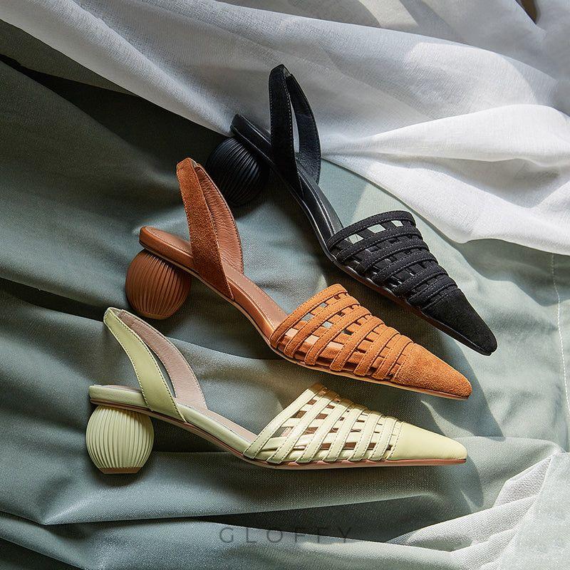 Aria Örgü Detaylı Slingback Topuklu Ayakkabı