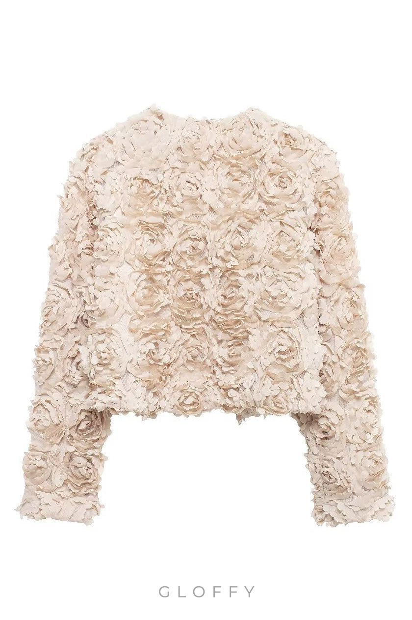 Léontiva Çiçek Aplikeli Kısa Ceket