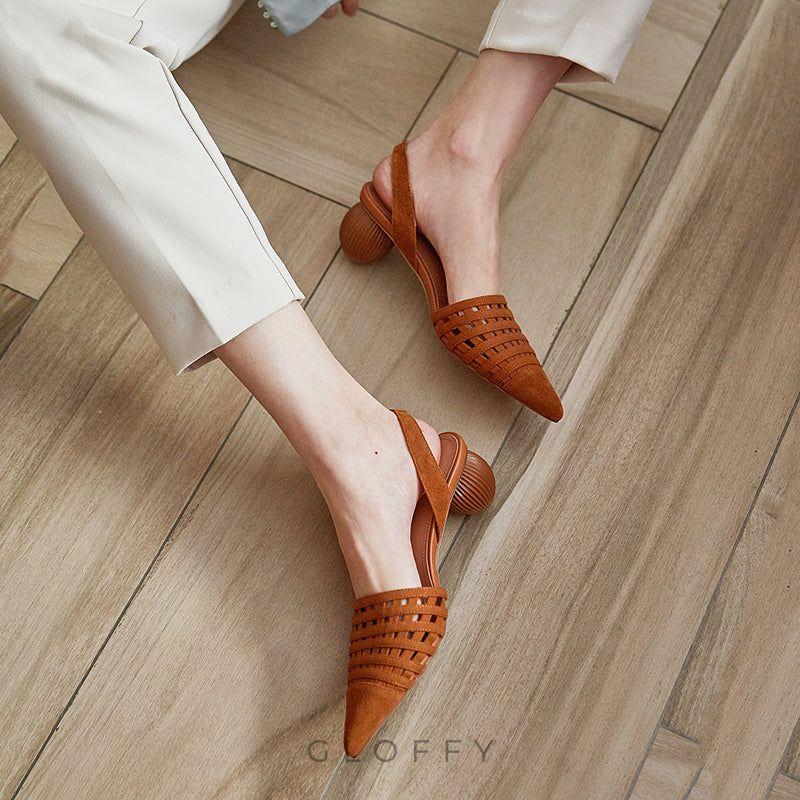 Aria Örgü Detaylı Slingback Topuklu Ayakkabı