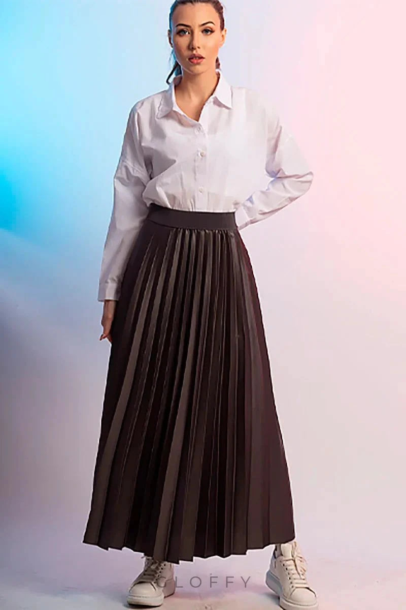 Çift Yönlü Pileli Midi Etek