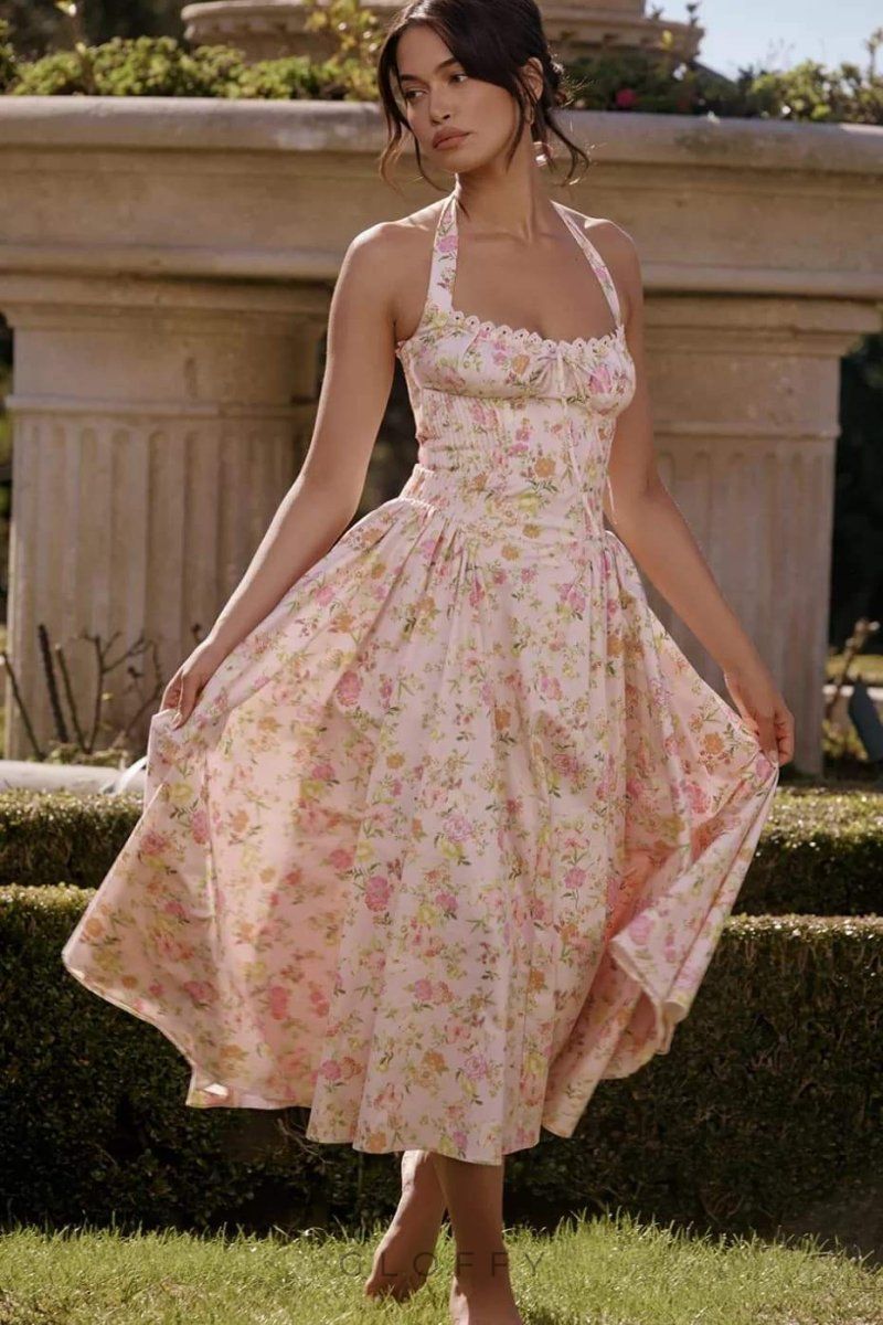 Abigail Halter Yaka Korse Midi Elbise