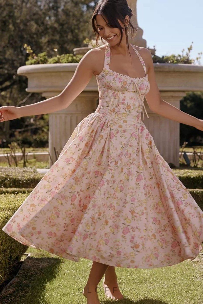 Abigail Halter Yaka Korse Midi Elbise