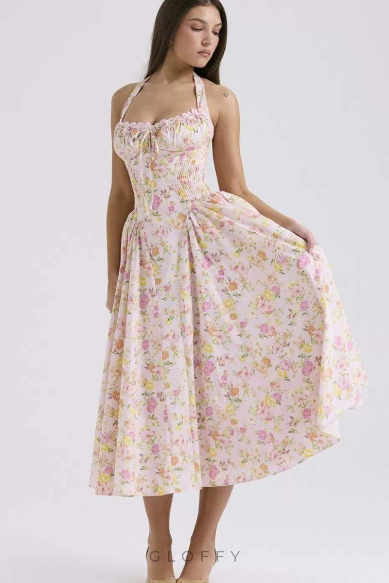 Abigail Halter Yaka Korse Midi Elbise