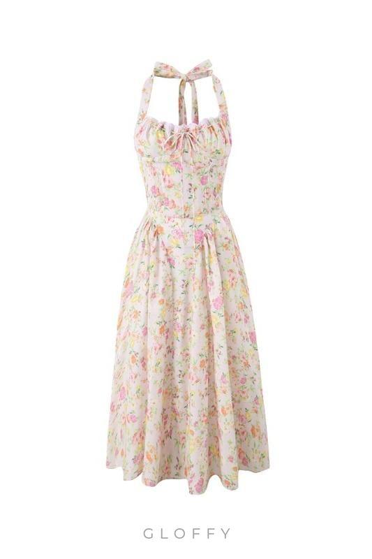 Abigail Halter Yaka Korse Midi Elbise