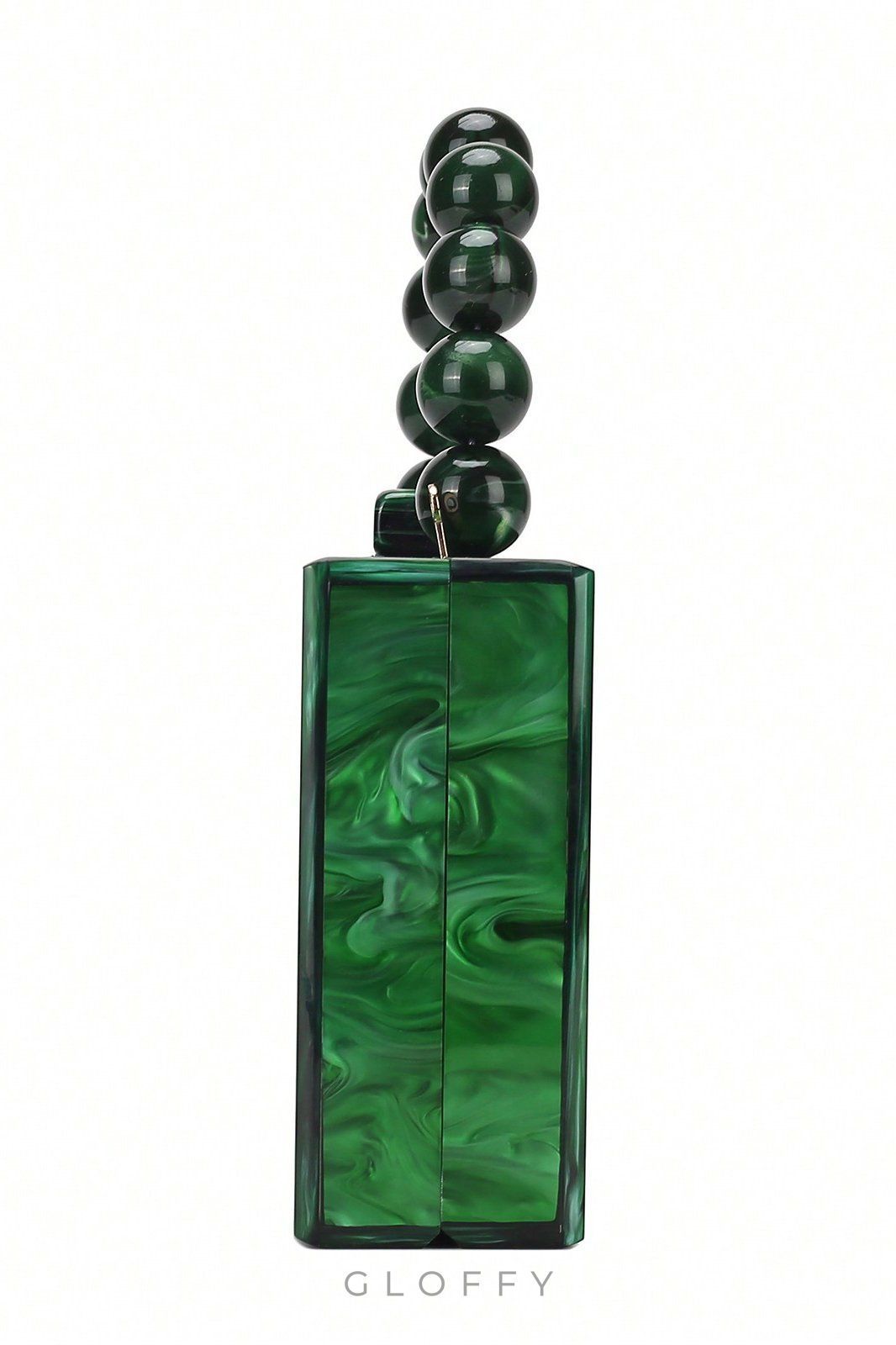 Emerald Mermer Desenli Boncuk Saplı Çanta