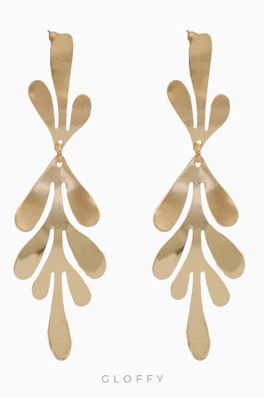 Pirinç Yapraklı Sarkan Küpeler