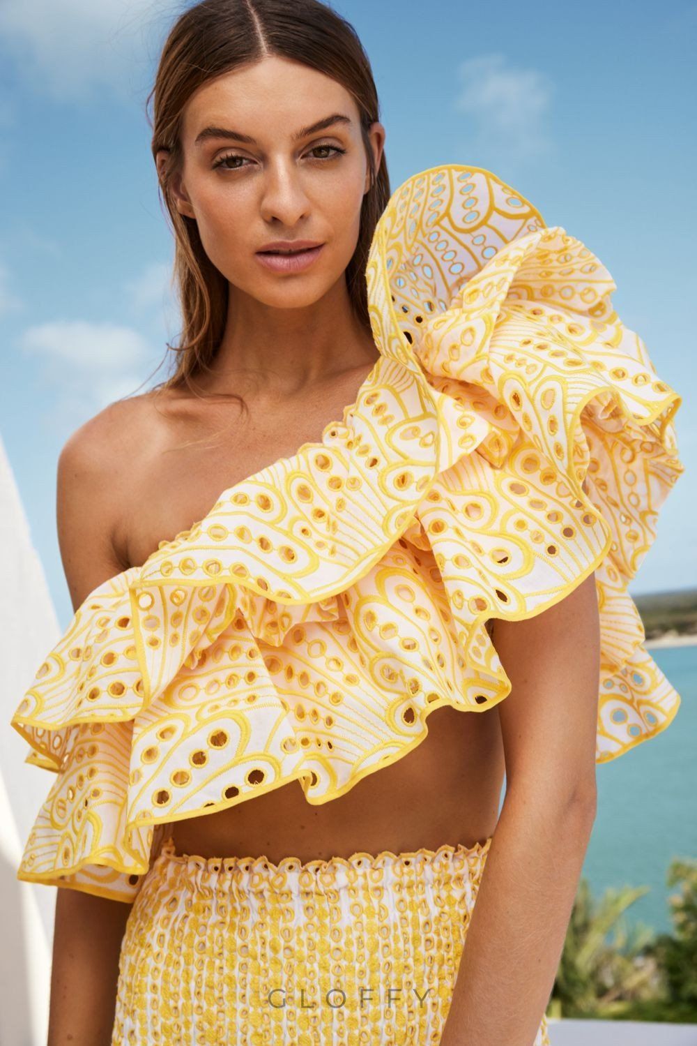 Dolly İşlemeli Dantel Katlı Fırfırlı Maxi Elbise Takım