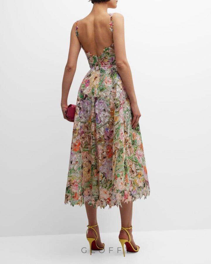 Viola Dantel İşlemeli Midi Elbise