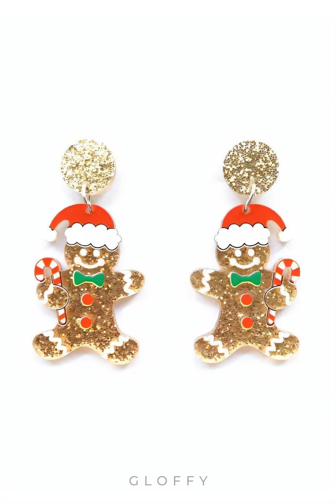 Parıltılı Zencefilli Kurabiye Adam Damla Küpeler