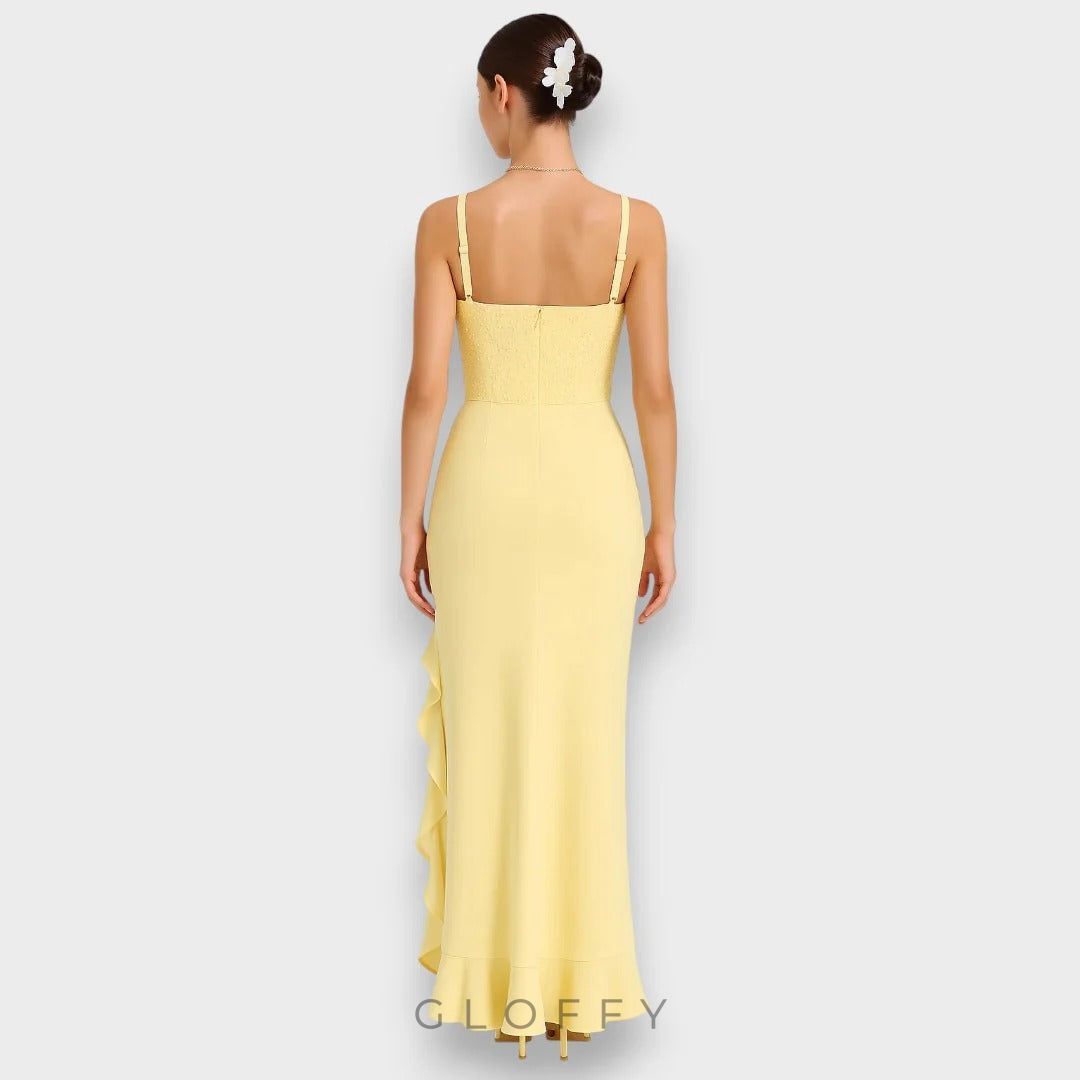 Celestine Payetli Fırfır Maxi Elbise