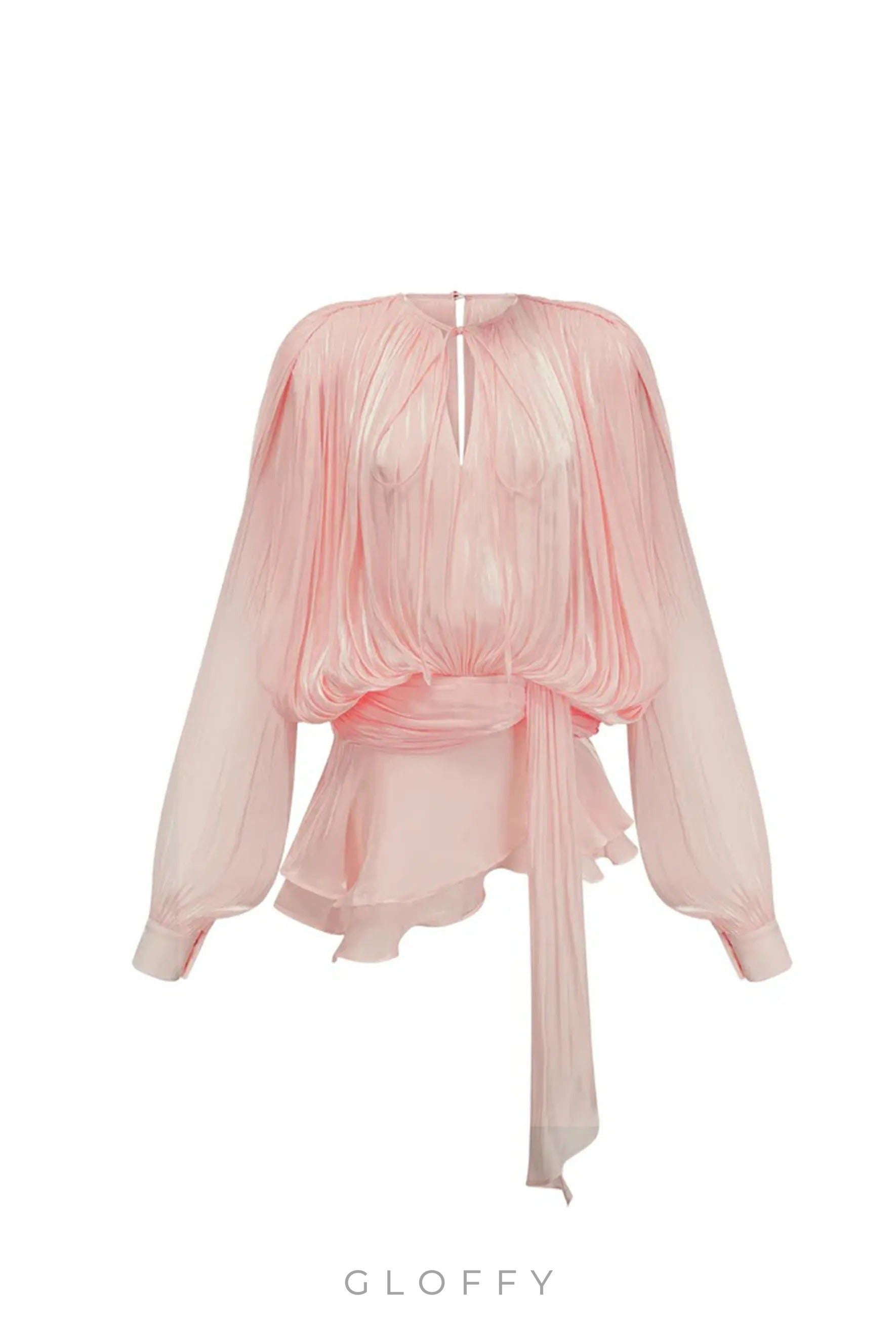 Gloffy Drapeli Volanlı Pileli Mini Elbise