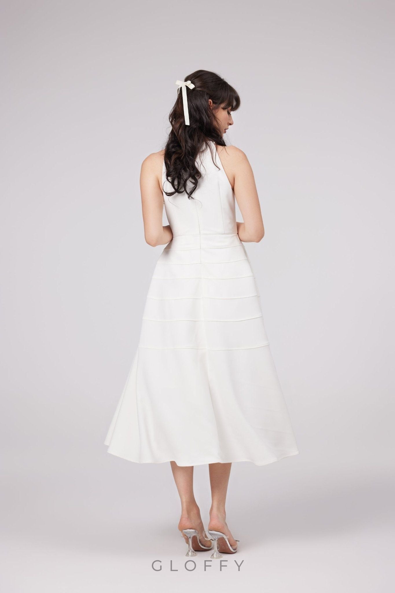 Élodie Taş Yaka Detaylı Midi Elbise