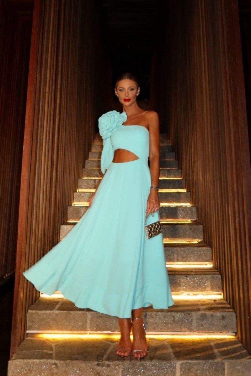 Lea Çiçek Dekorlu Midi Elbise