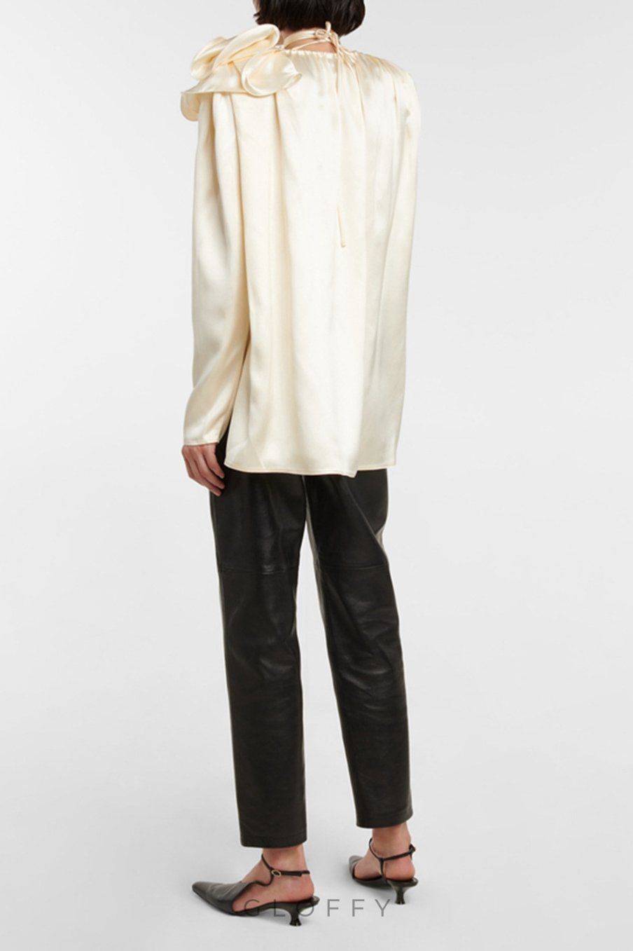 Lorraine Çiçek Saten Uçuşan Bluz