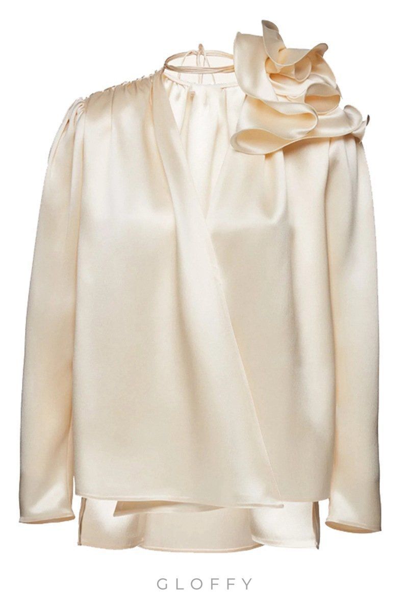 Lorraine Çiçek Saten Uçuşan Bluz