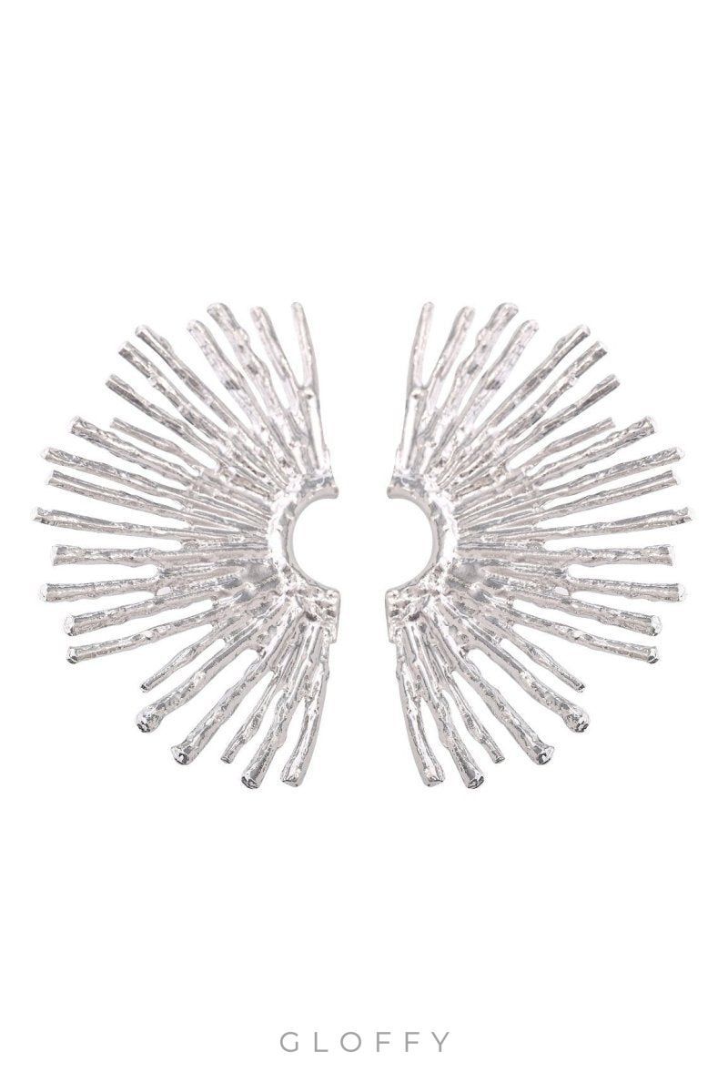 Metalik Sektör Yarım Daire Küpeler